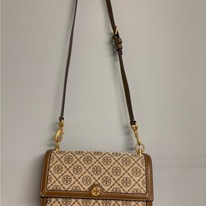 Tory Burch Geometric Brown and Cream Crossbody Bag